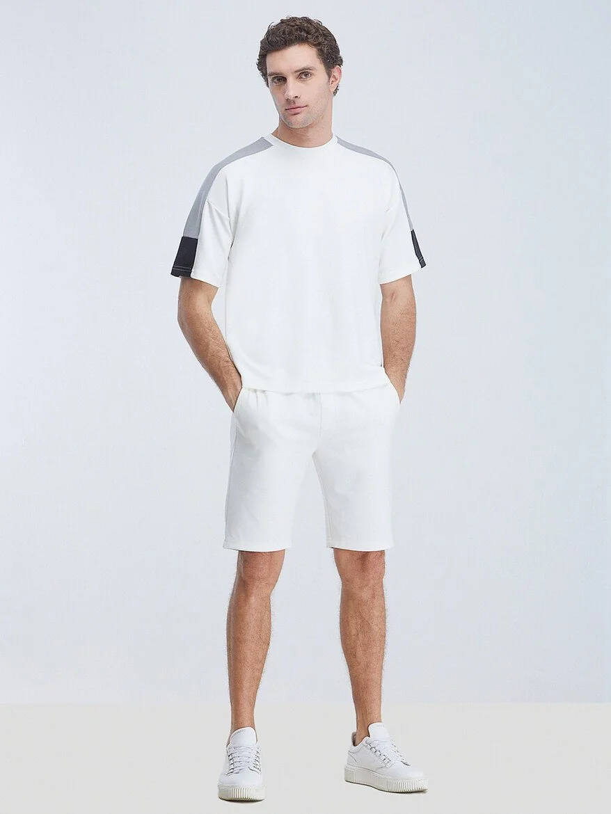 Beyaz Bisiklet Yaka T-Shirt - 2