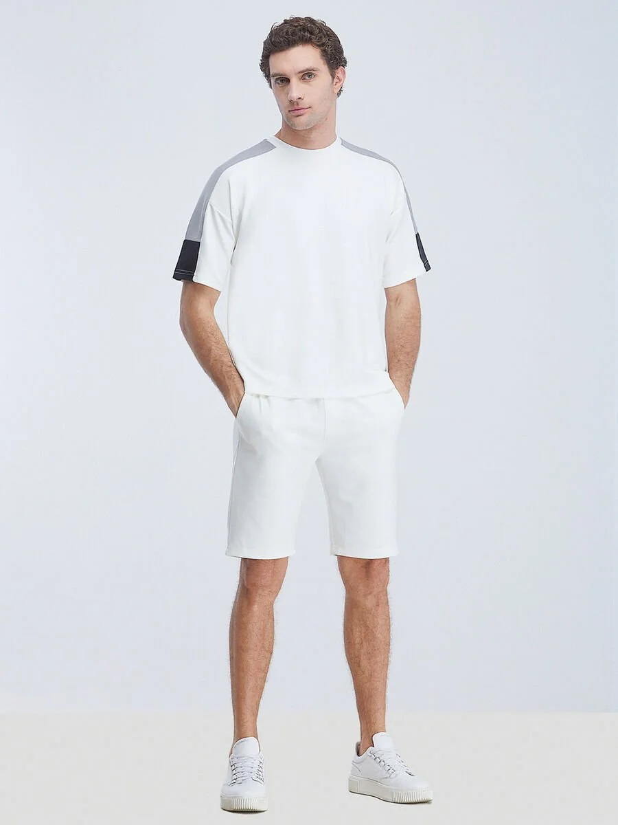 Beyaz Bisiklet Yaka T-Shirt - 2