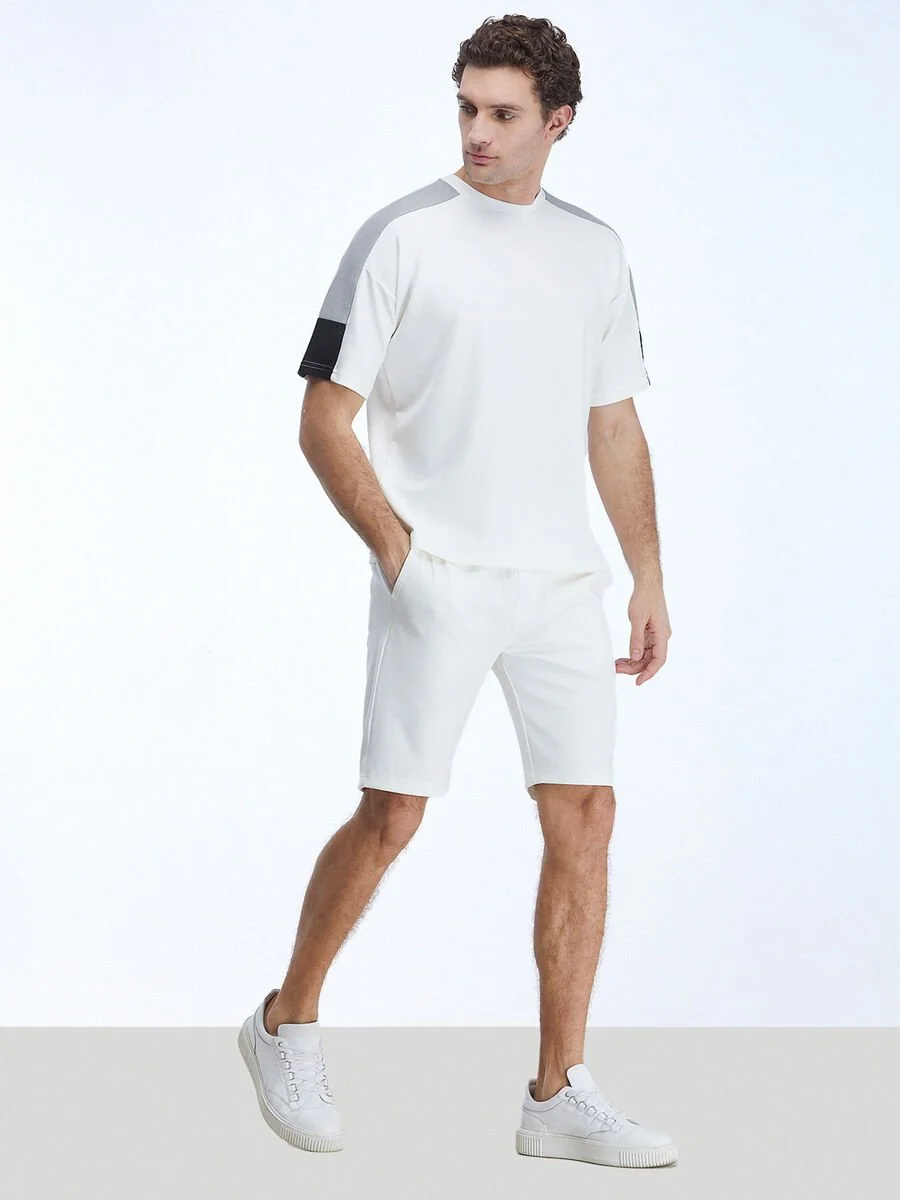 Beyaz Bisiklet Yaka T-Shirt - 4