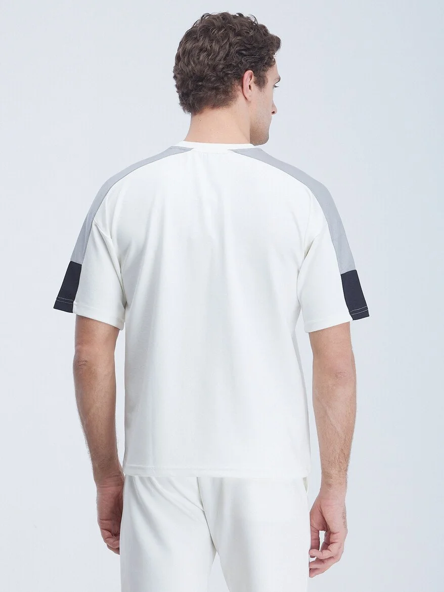 Beyaz Bisiklet Yaka T-Shirt - 5