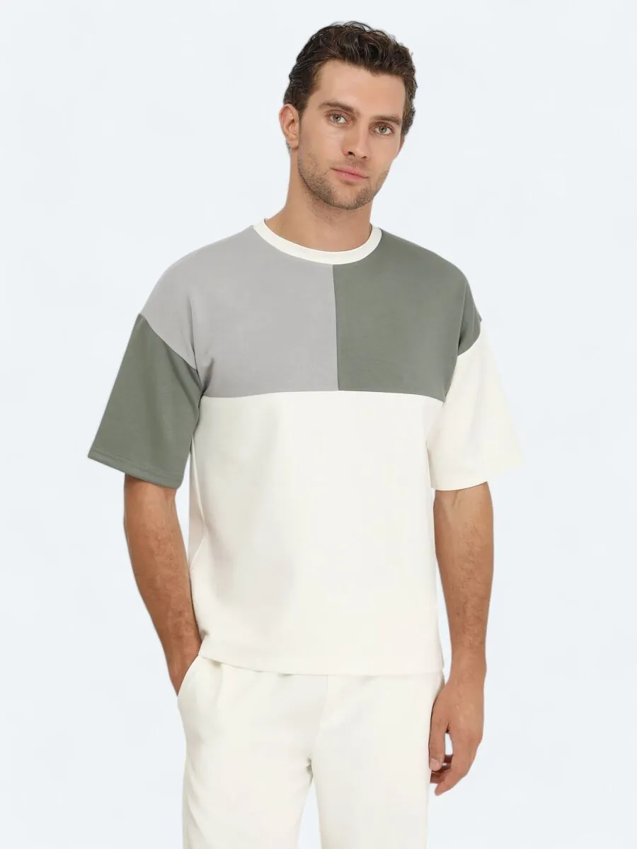 Beyaz Bisiklet Yaka T-Shirt - 1