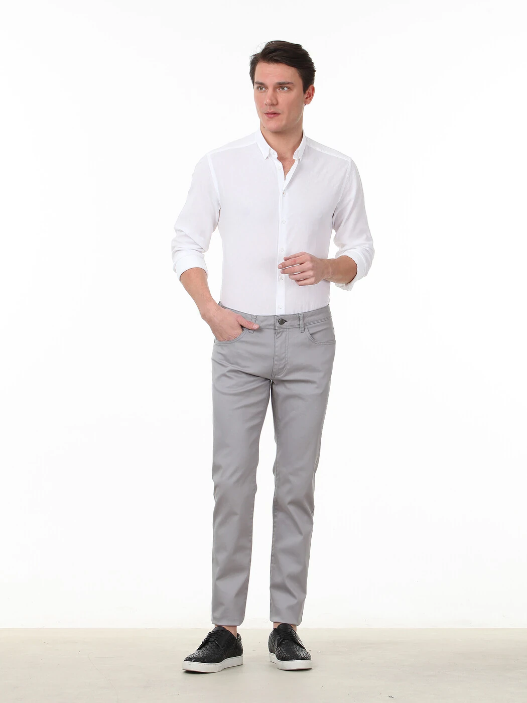 Beyaz Desenli Regular Fit Dokuma Casual %100 Pamuk Gömlek - 2