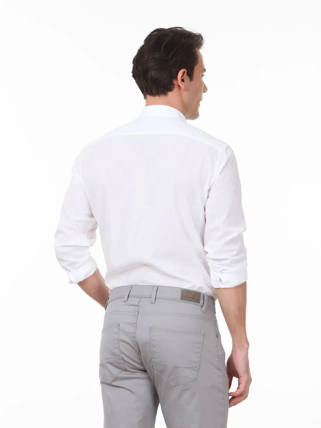Beyaz Desenli Regular Fit Dokuma Casual %100 Pamuk Gömlek - 4