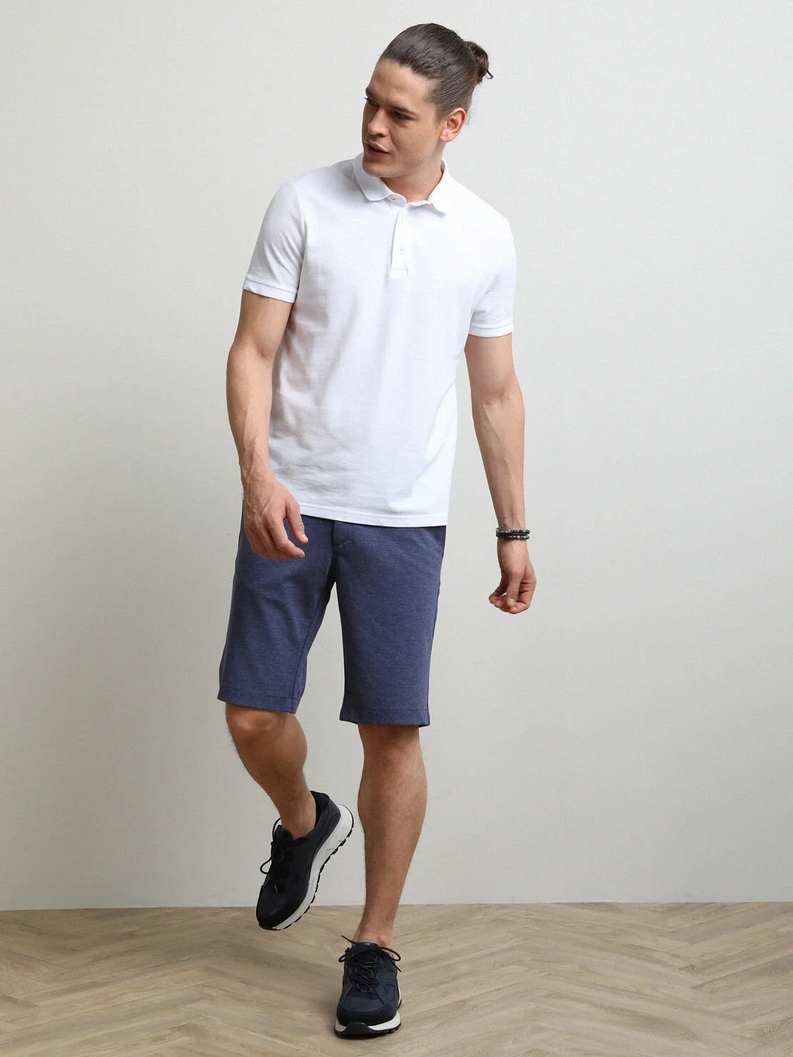 Beyaz Düz Polo Yaka %100 Pamuk T-Shirt - 1