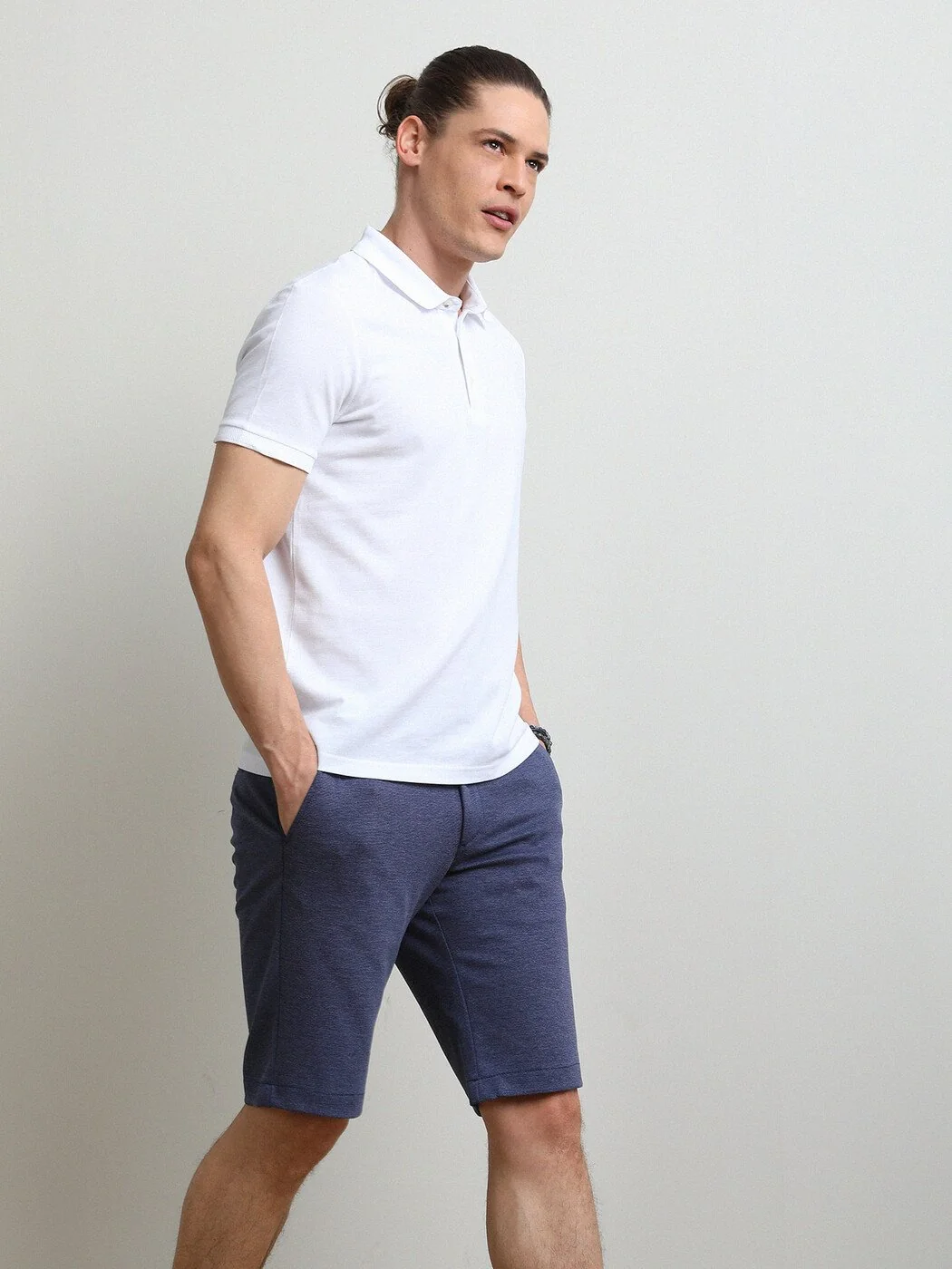 Beyaz Düz Polo Yaka %100 Pamuk T-Shirt - 2