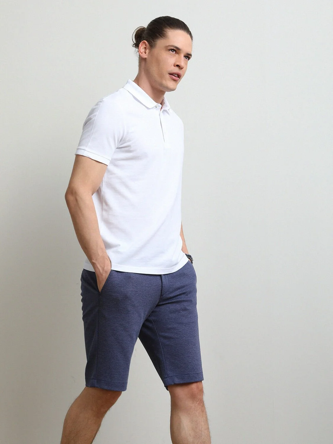 Beyaz Düz Polo Yaka %100 Pamuk T-Shirt - 2
