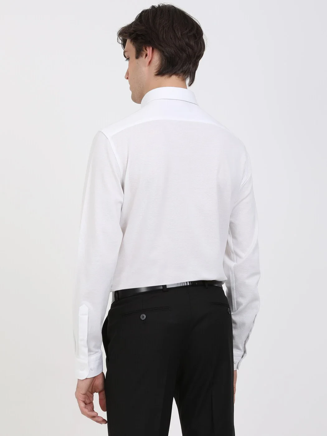 Beyaz Düz Regular Fit Casual %100 Pamuk Gömlek - 4