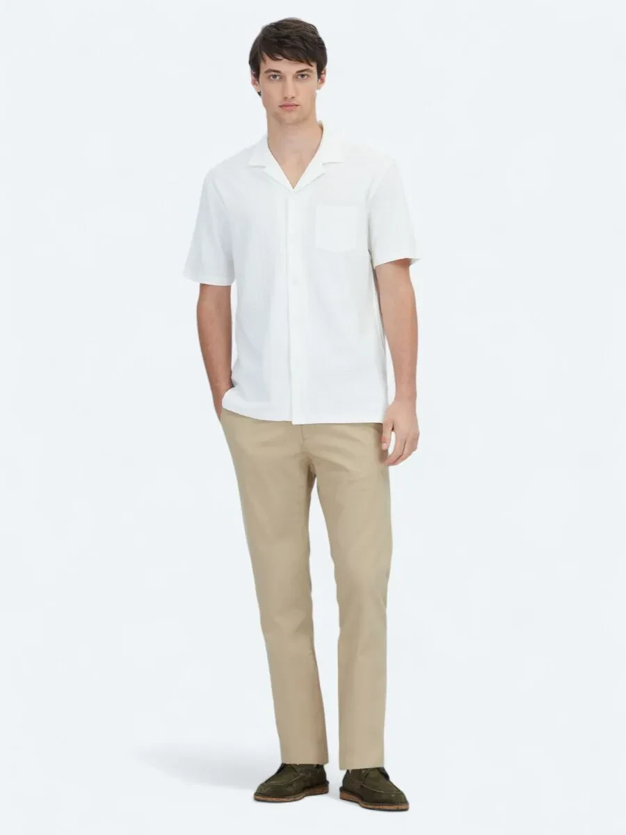Beyaz Düz Regular Fit Casual %100 Pamuk Gömlek - 2