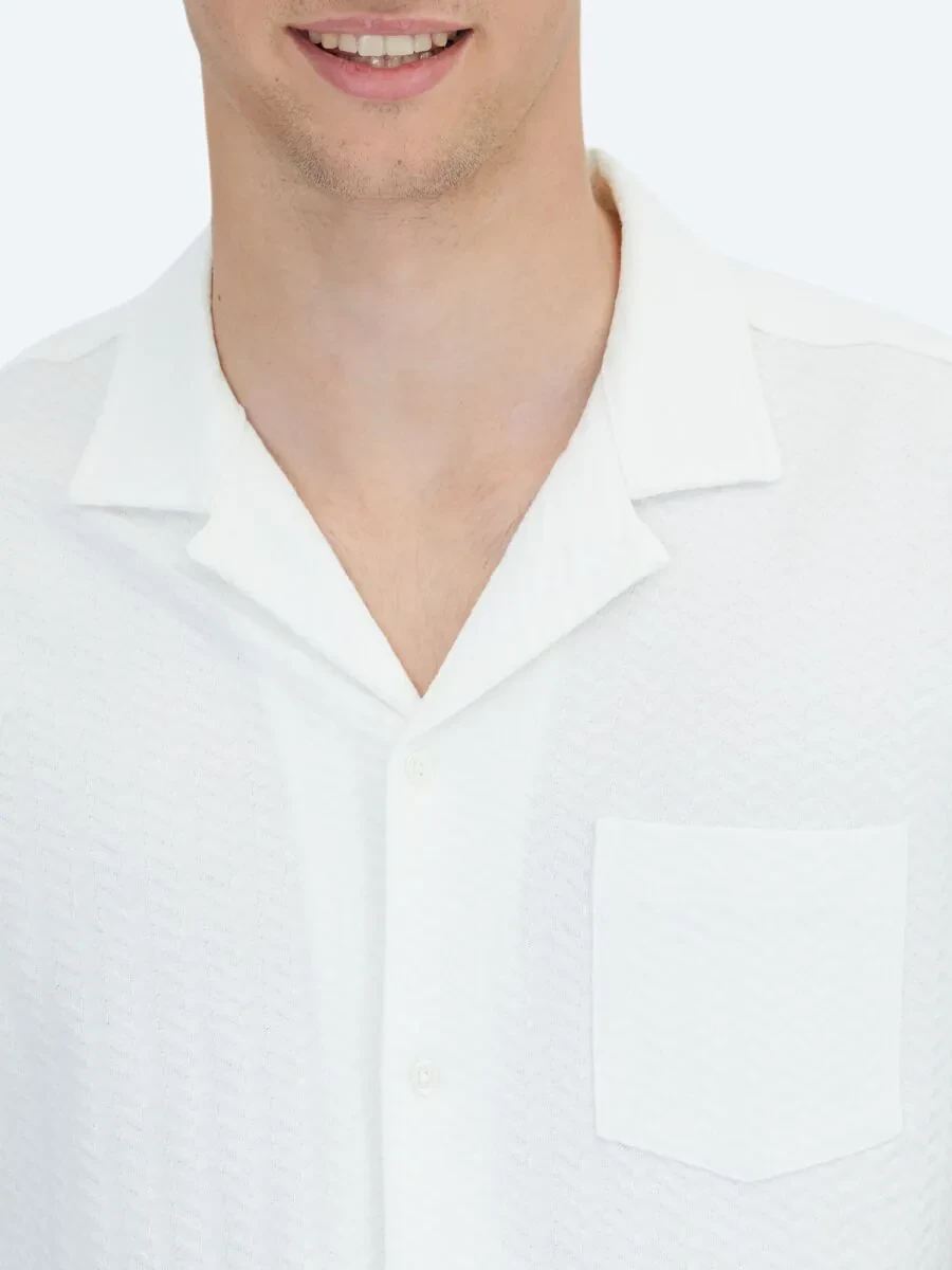 Beyaz Düz Regular Fit Casual %100 Pamuk Gömlek - 5