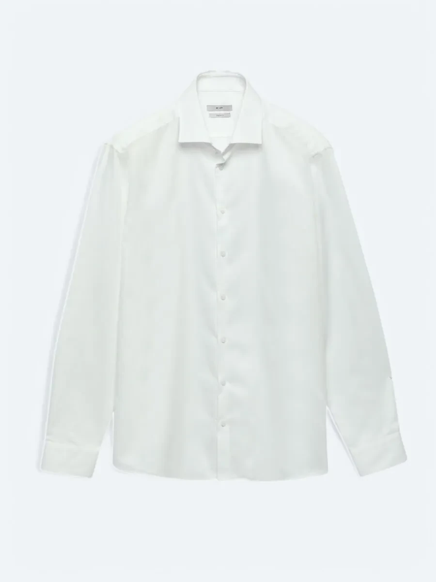 Beyaz Düz Slim Fit Dokuma Klasik %100 Pamuk Gömlek - 6