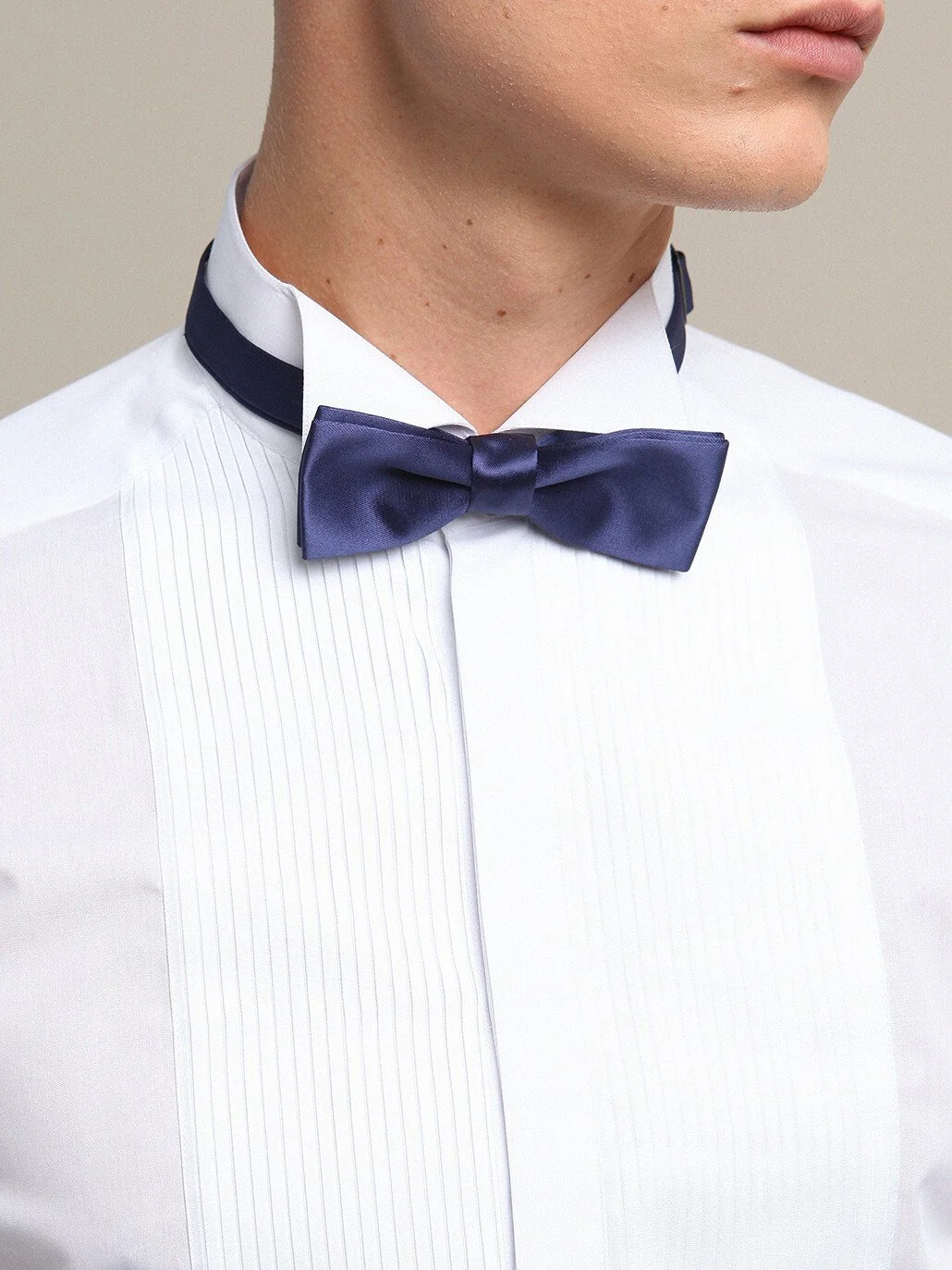 Beyaz Düz Slim Fit Duble Manşet Ata Yaka Smokin Gömlek - 4