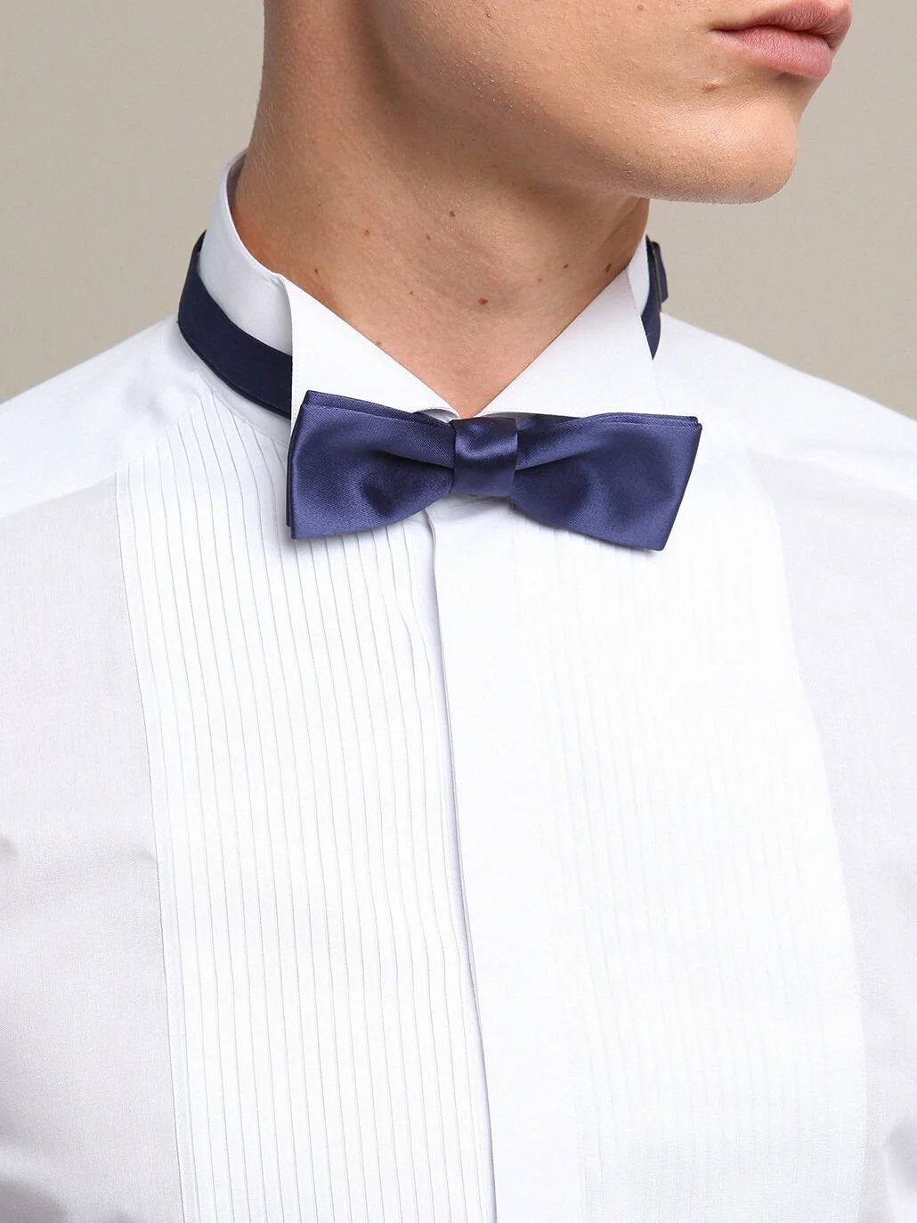 Beyaz Düz Slim Fit Duble Manşet Ata Yaka Smokin Gömlek - 4
