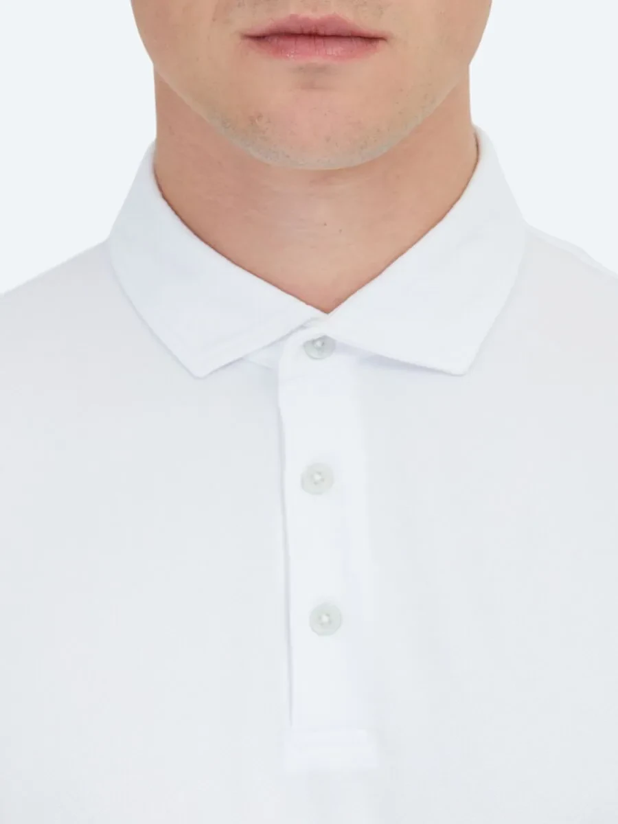 Beyaz Jakarlı Polo Yaka T-Shirt - 4