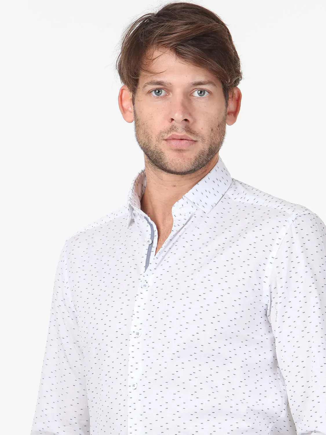 Beyaz Mikro Slim Fit Dokuma Casual %100 Pamuk Gömlek - 3