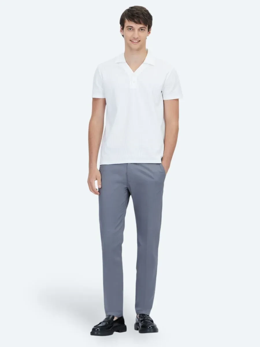 Beyaz Polo Yaka %100 Pamuk T-Shirt - 2