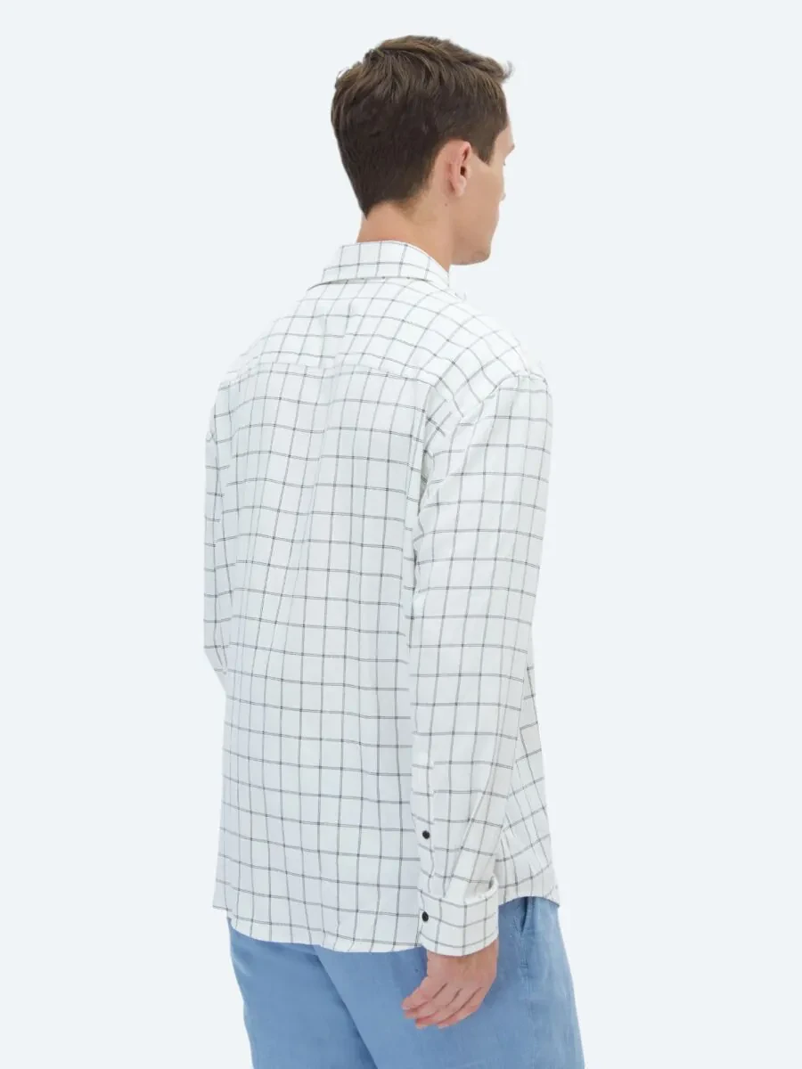 Black Checkered Oversize Fit Weaving Casual Shirt - 4