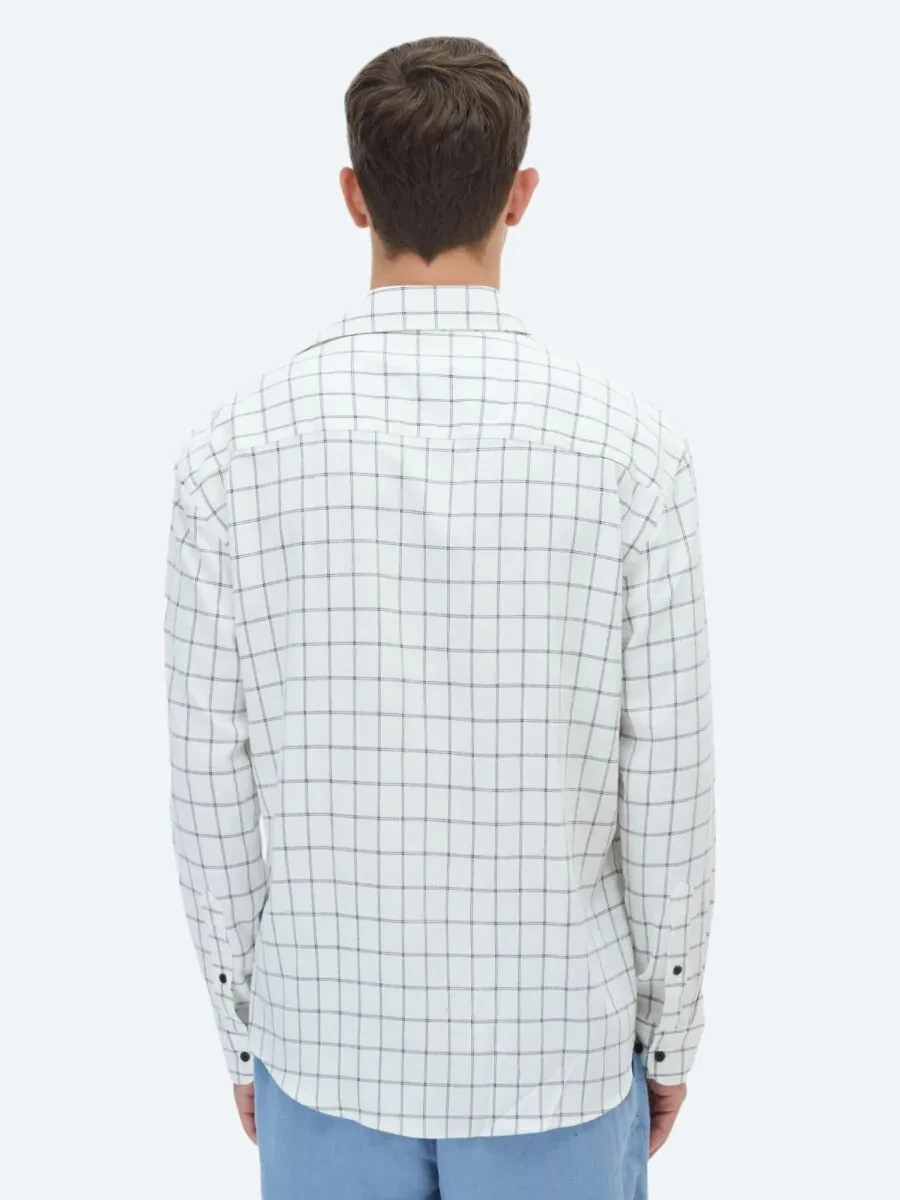 Black Checkered Oversize Fit Weaving Casual Shirt - 5