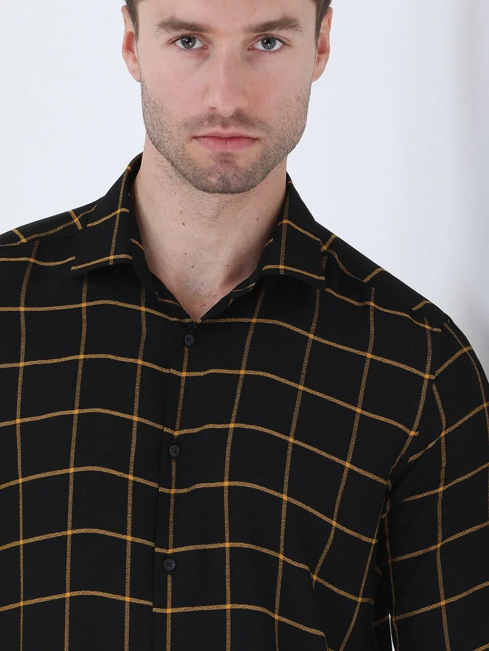 Black Checkered Regular Fit Weaving Casual Shirt - 3
