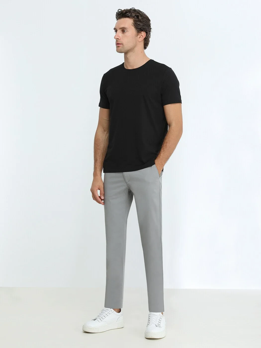 Black Cotton Blended T-Shirt - 2