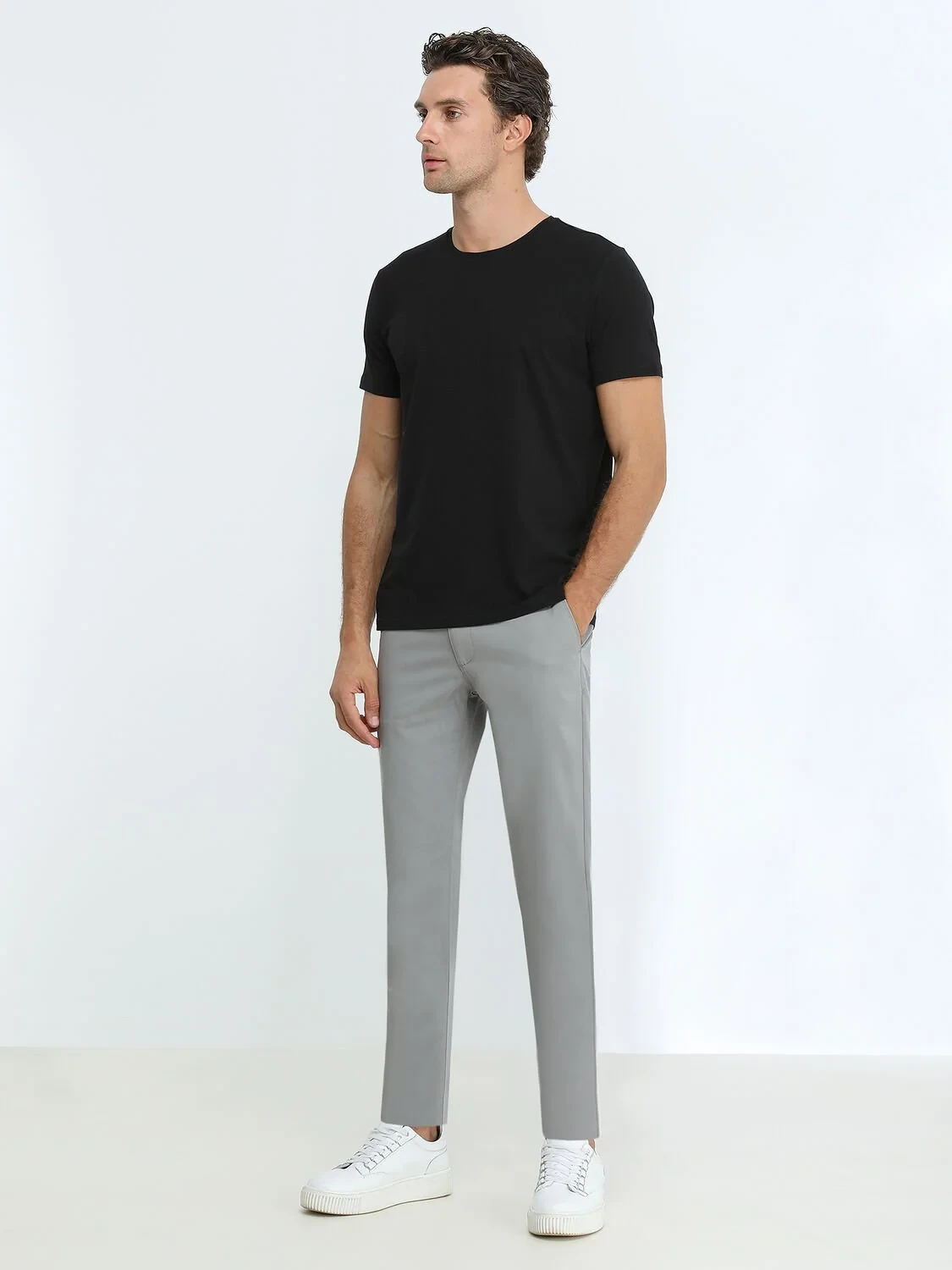 Black Cotton Blended T-Shirt - 2