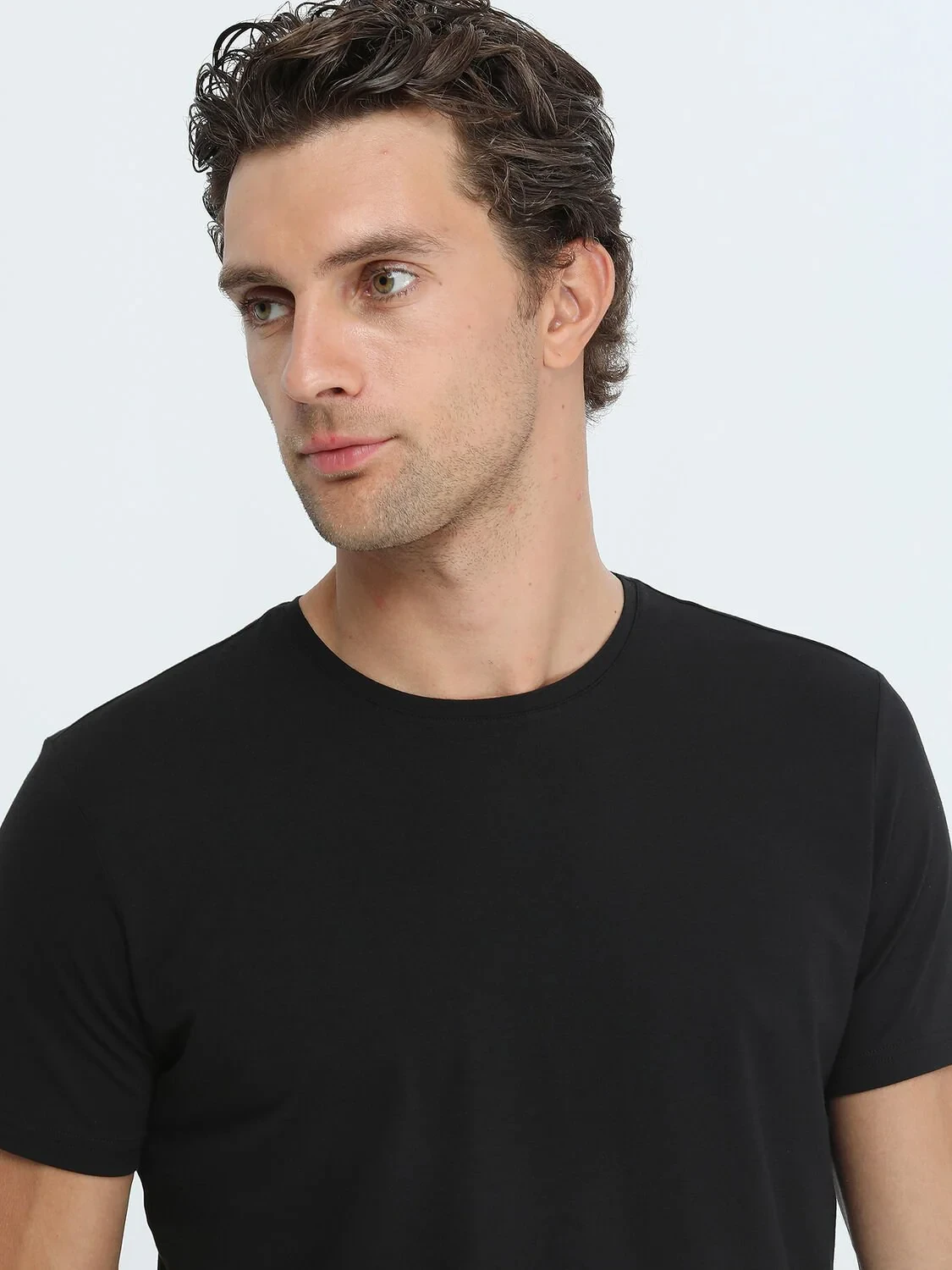 Black Cotton Blended T-Shirt - 4