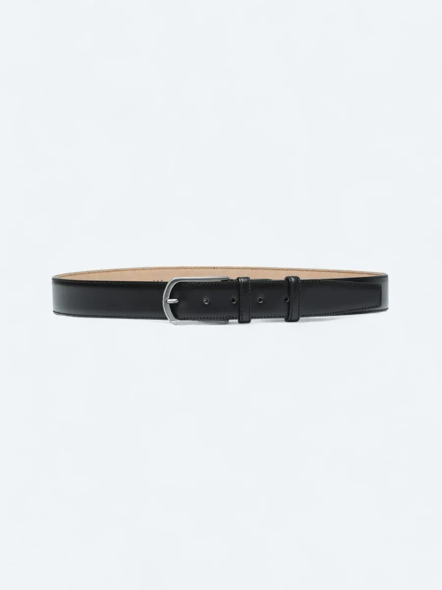 Black Cow Leather Belt - 1