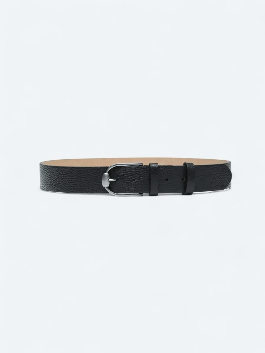 Black Cow Leather Belt - 1