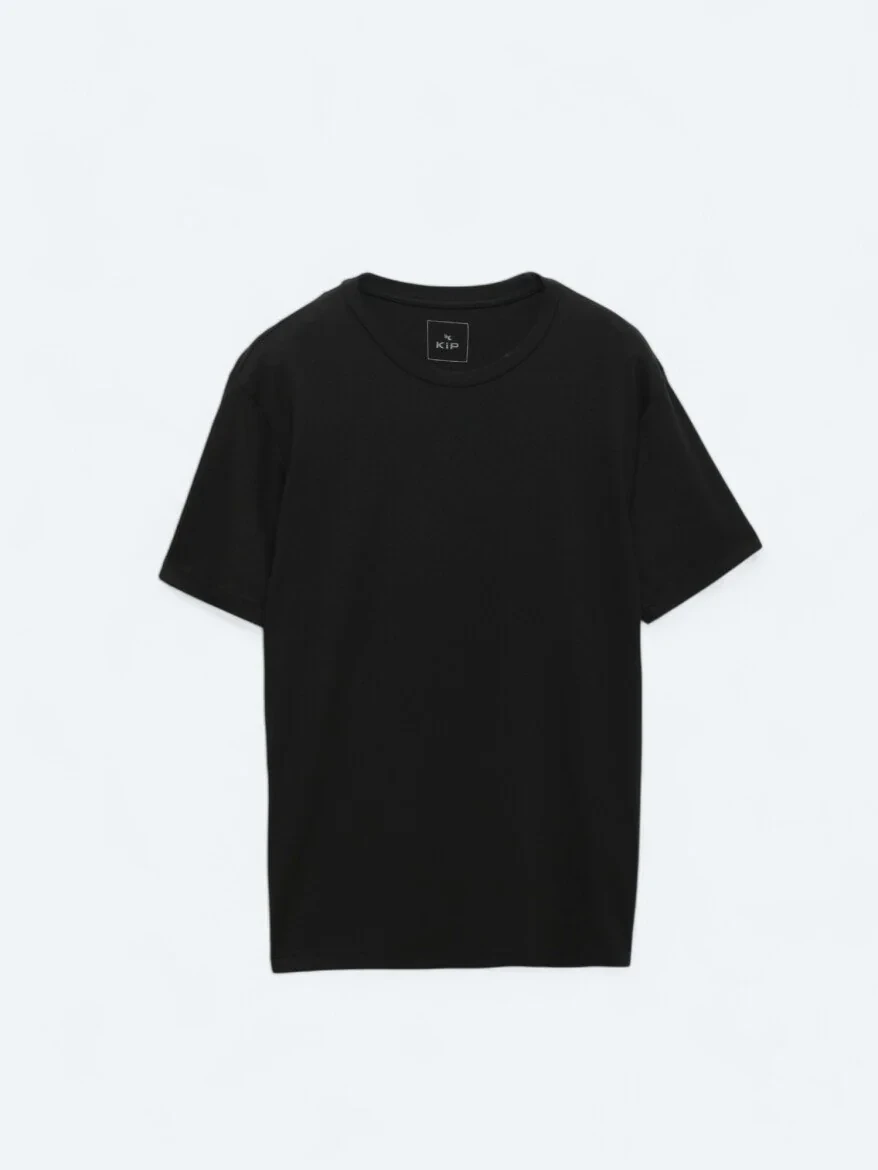 Black Crew Neck Cotton Blended T-Shirt - 7