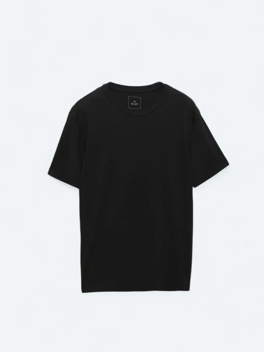 Black Crew Neck Cotton Blended T-Shirt - 7