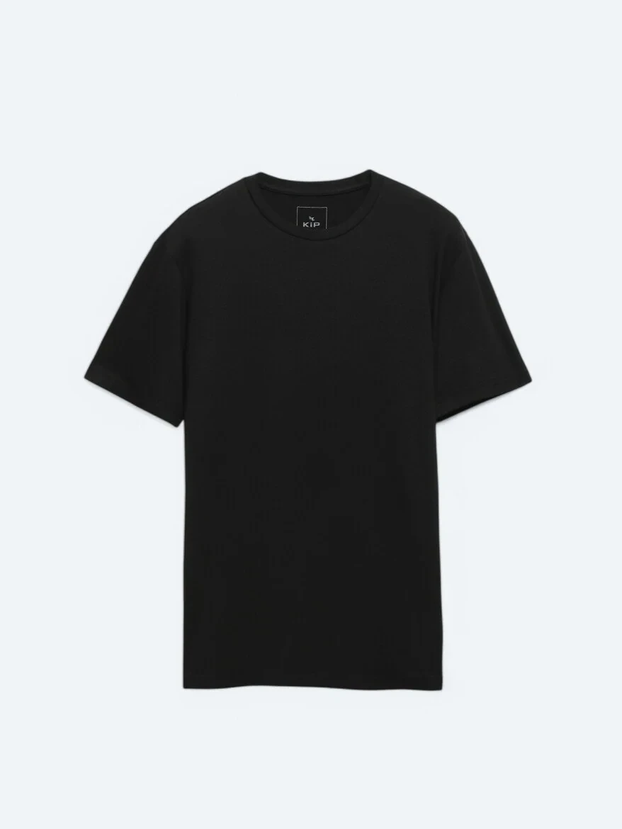 Black Crew Neck Cotton Blended T-Shirt - 5