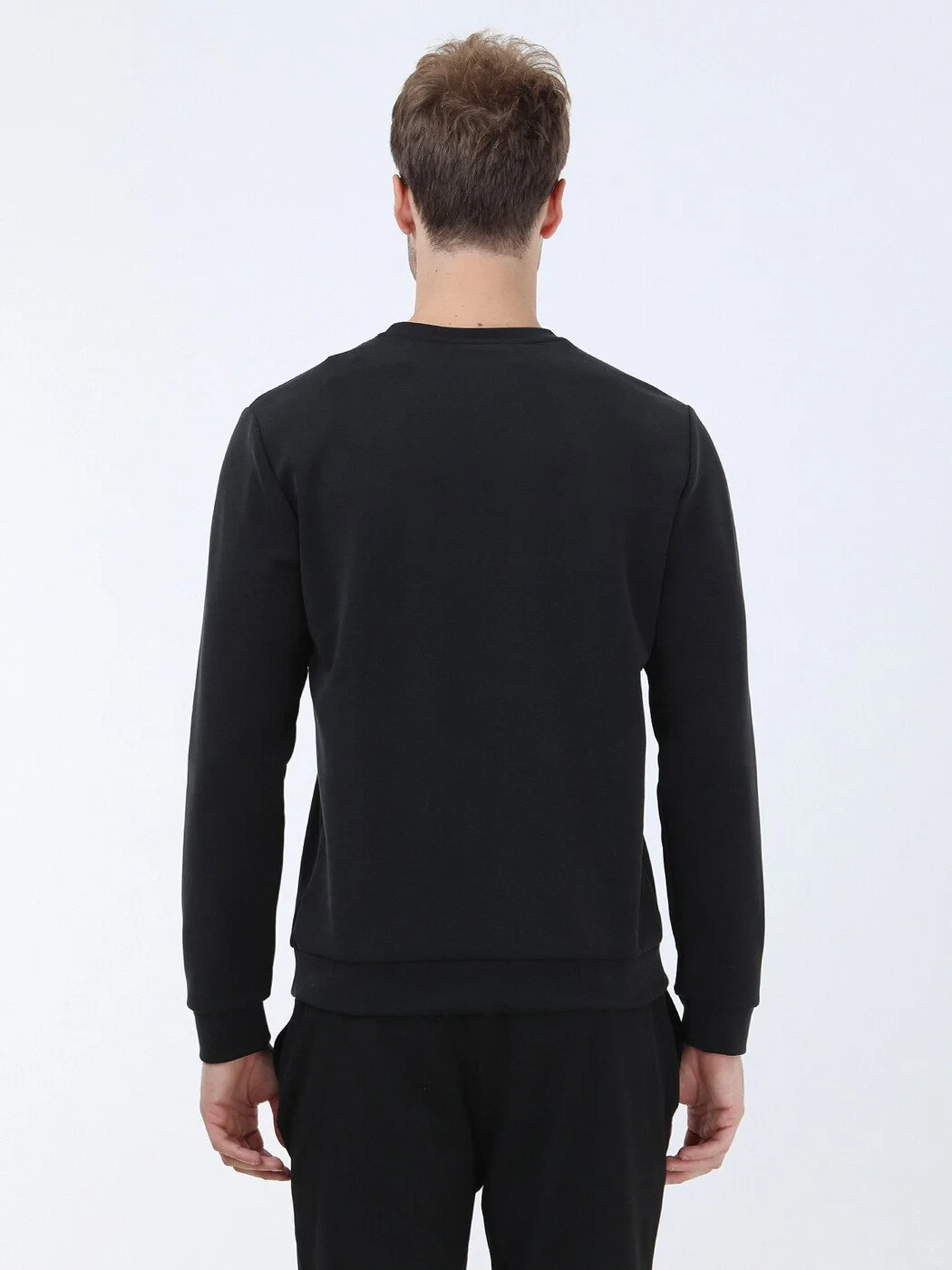 Black Crew Neck Printed Sweatshirt - 5