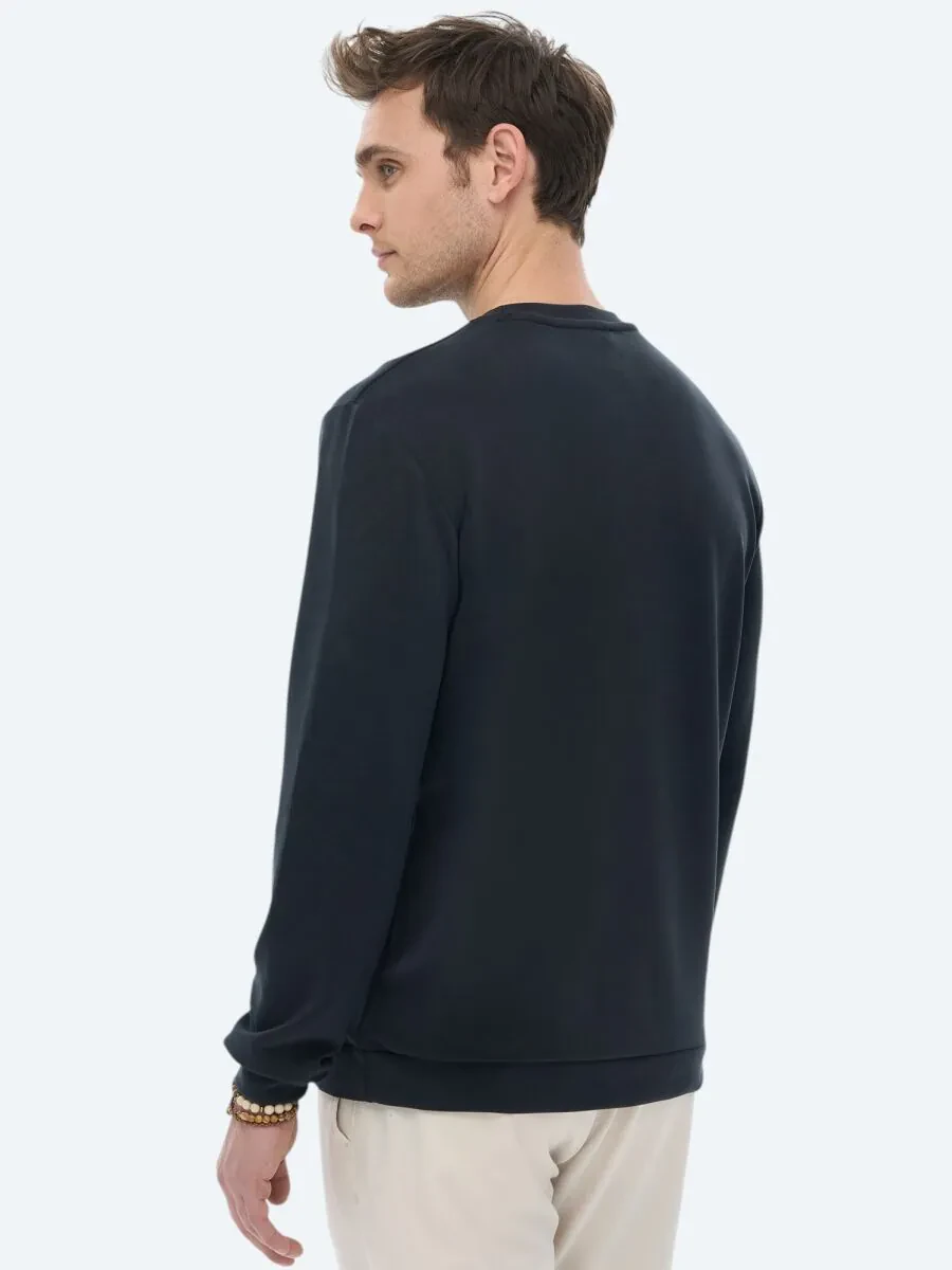 Black Crew Neck Printed Sweatshirt - 10