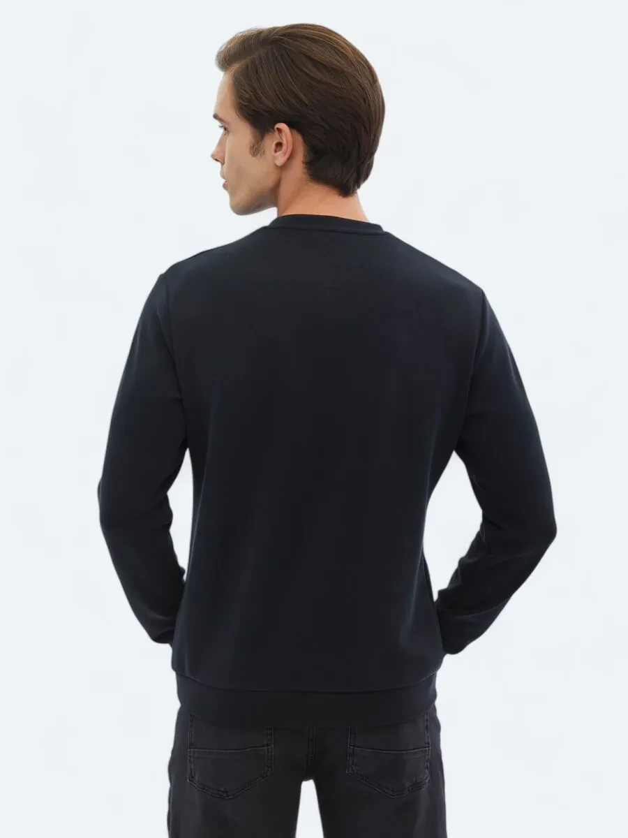 Black Crew Neck Printed Sweatshirt - 5