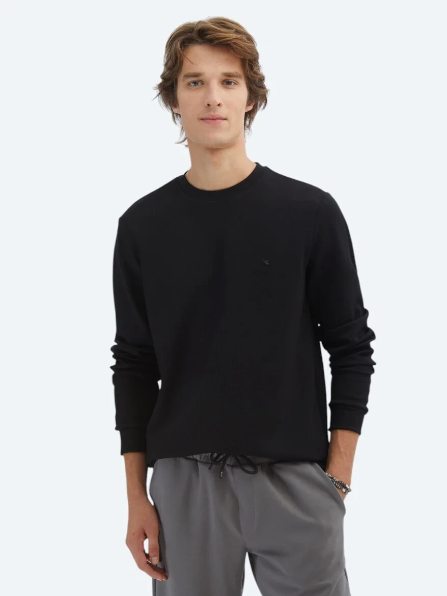 Black Crew Neck Sweatshirt - 1