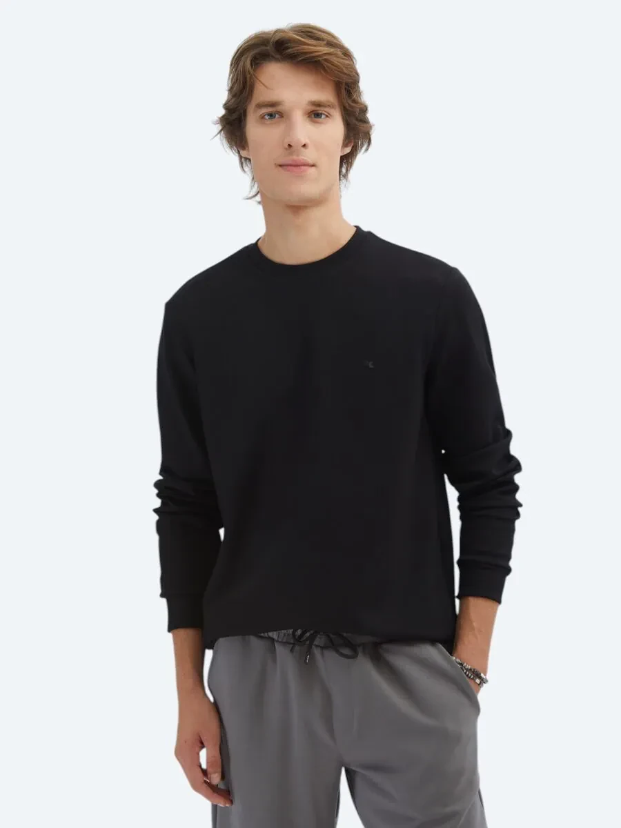 Black Crew Neck Sweatshirt - 1