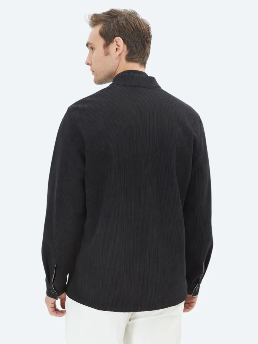 Black Double-Sided Weaving Coat - 9