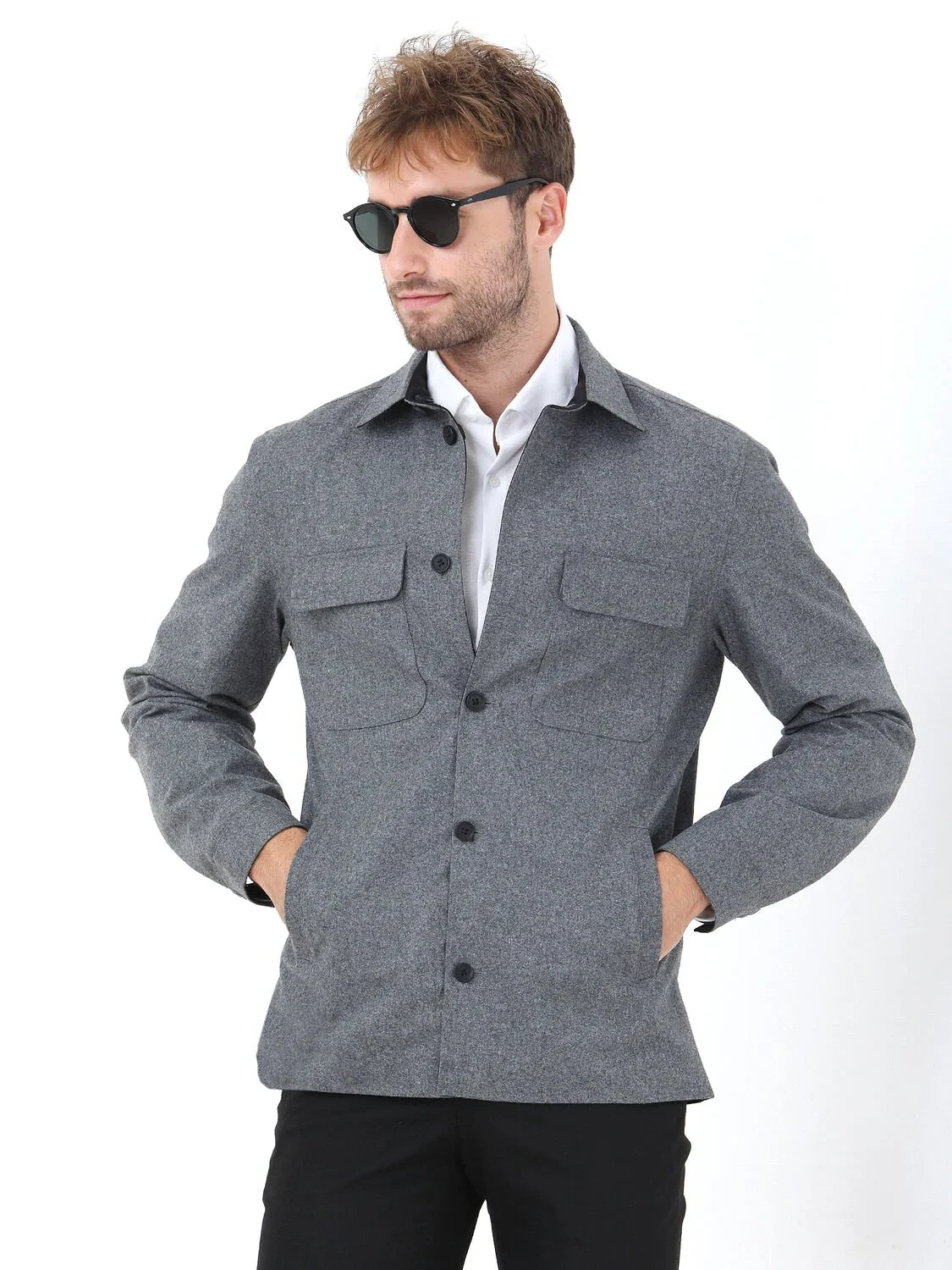Black Double-Sided Weaving Coat - 1