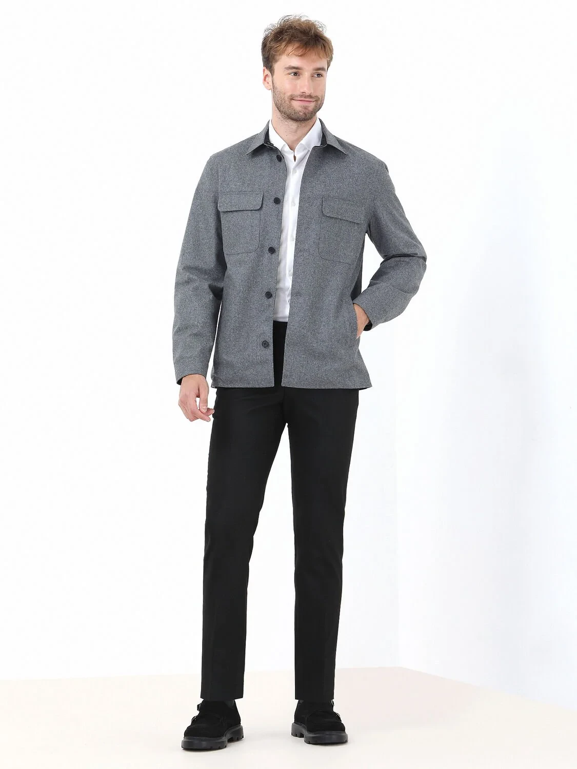 Black Double-Sided Weaving Coat - 3