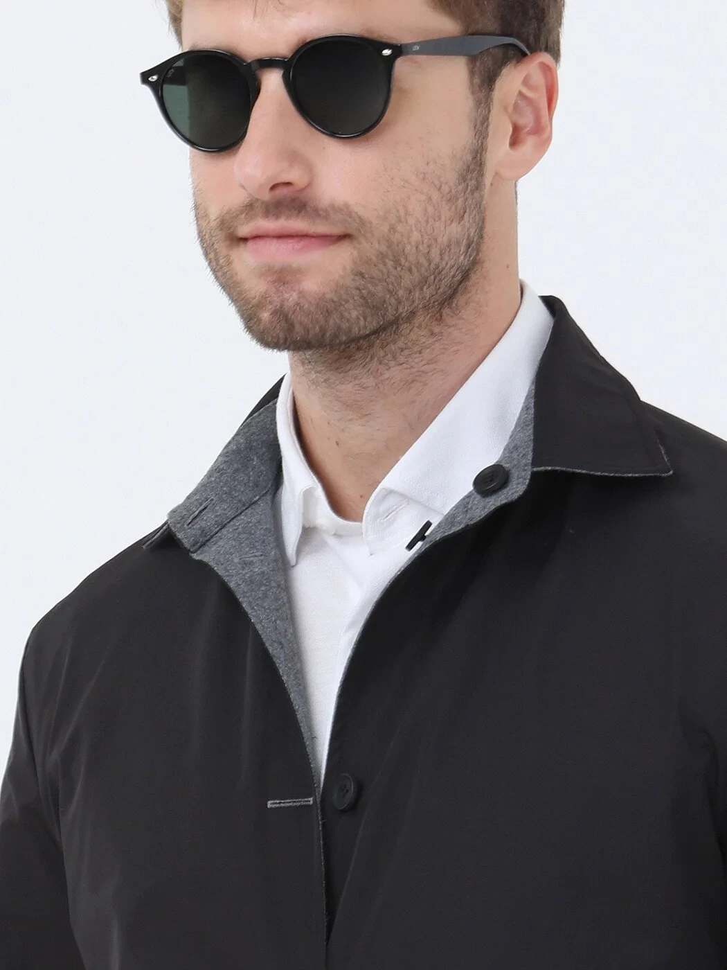 Black Double-Sided Weaving Coat - 6