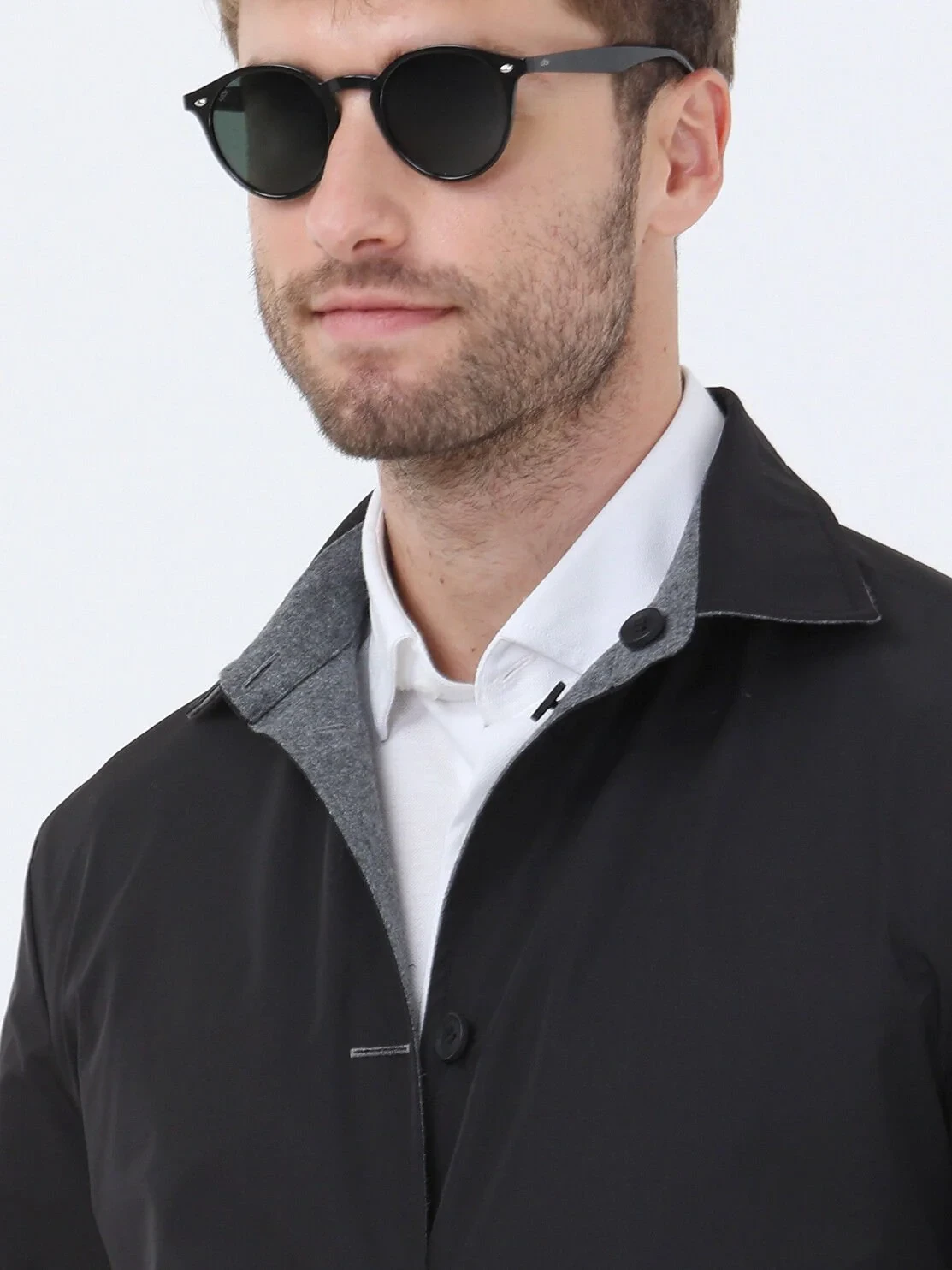 Black Double-Sided Weaving Coat - 6