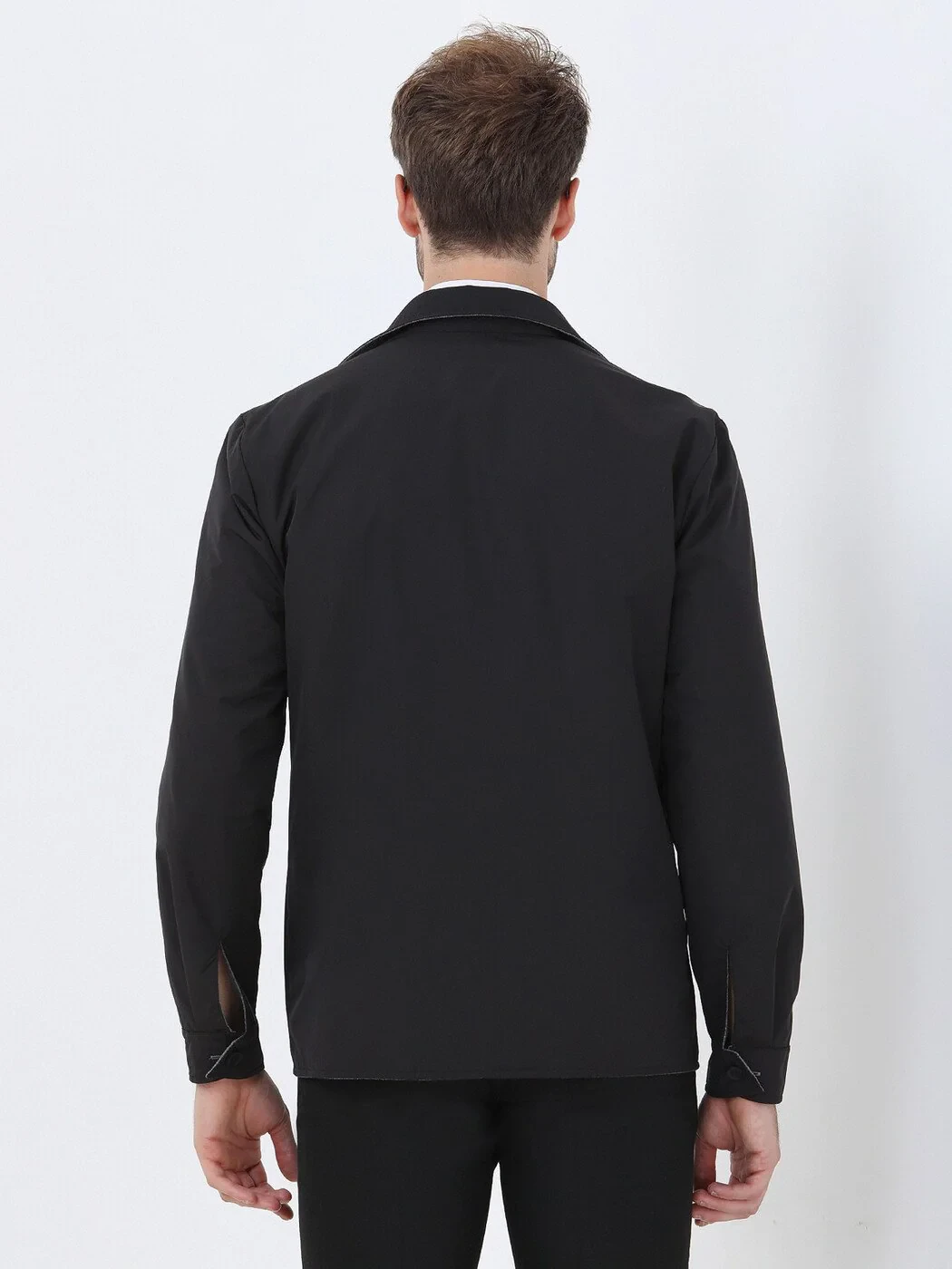 Black Double-Sided Weaving Coat - 8