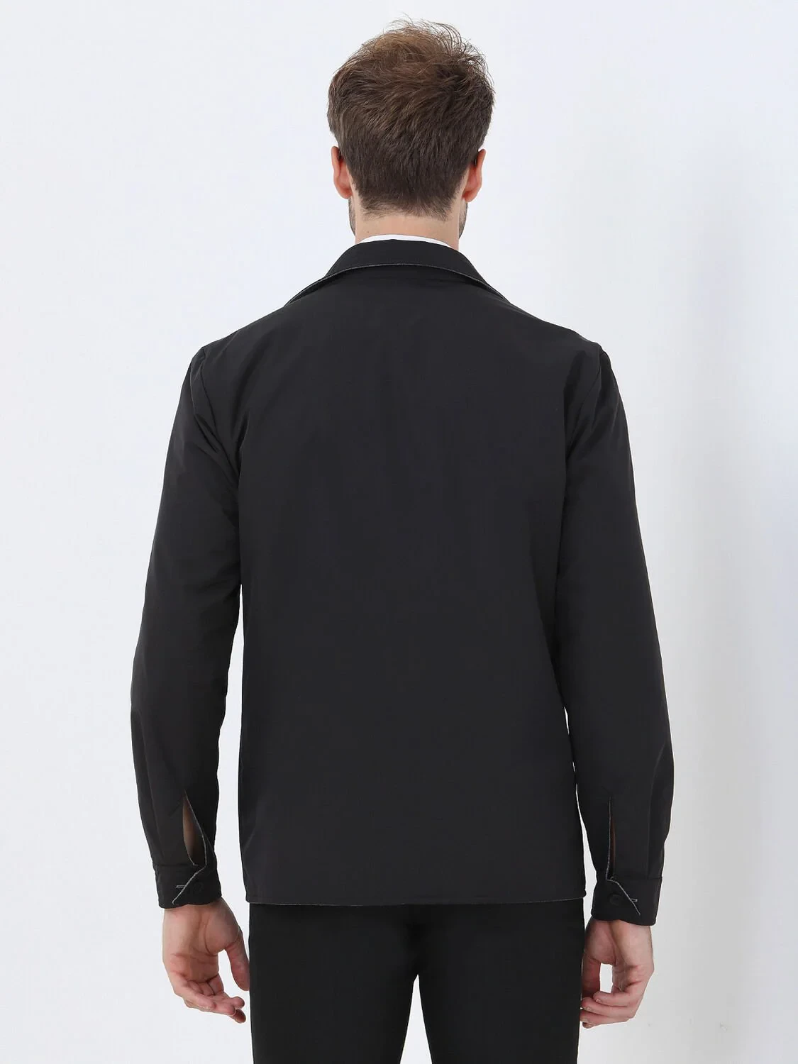 Black Double-Sided Weaving Coat - 8