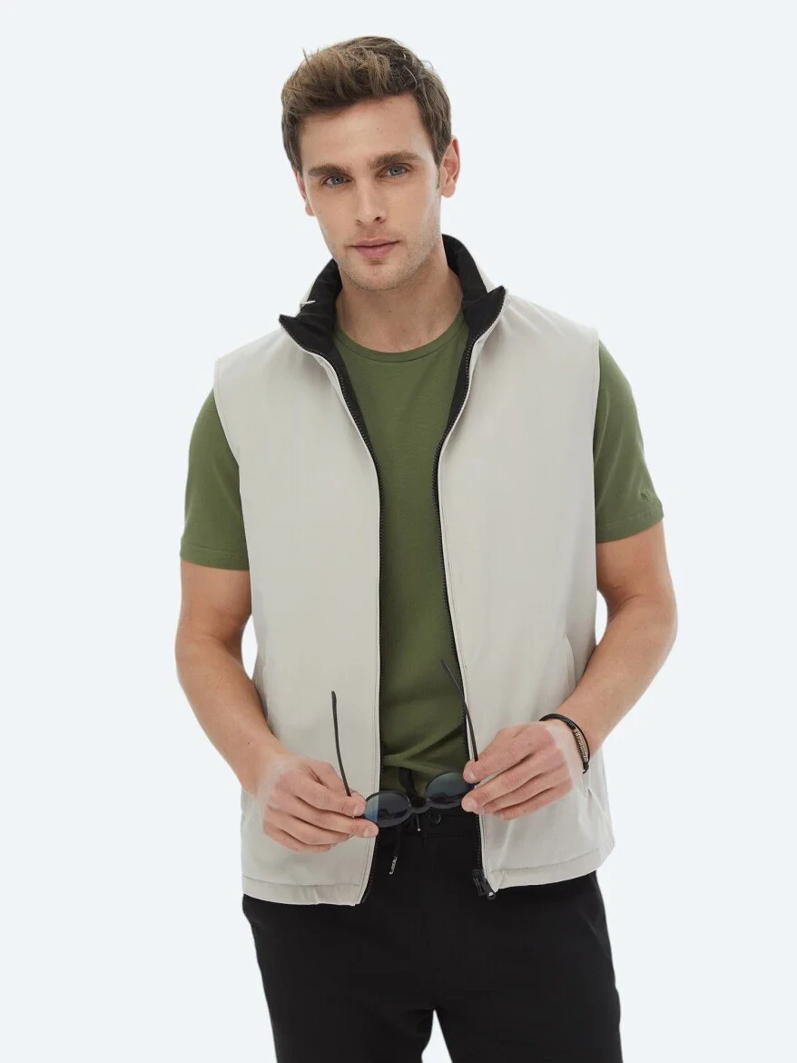 Black Double-Sided Weaving Puffer Vest - 2
