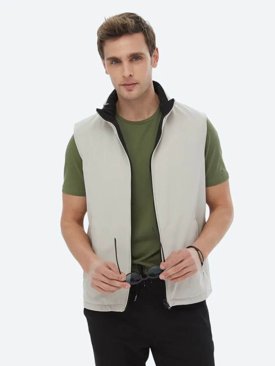 Black Double-Sided Weaving Puffer Vest - 2