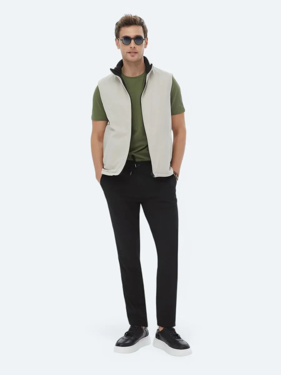Black Double-Sided Weaving Puffer Vest - 6