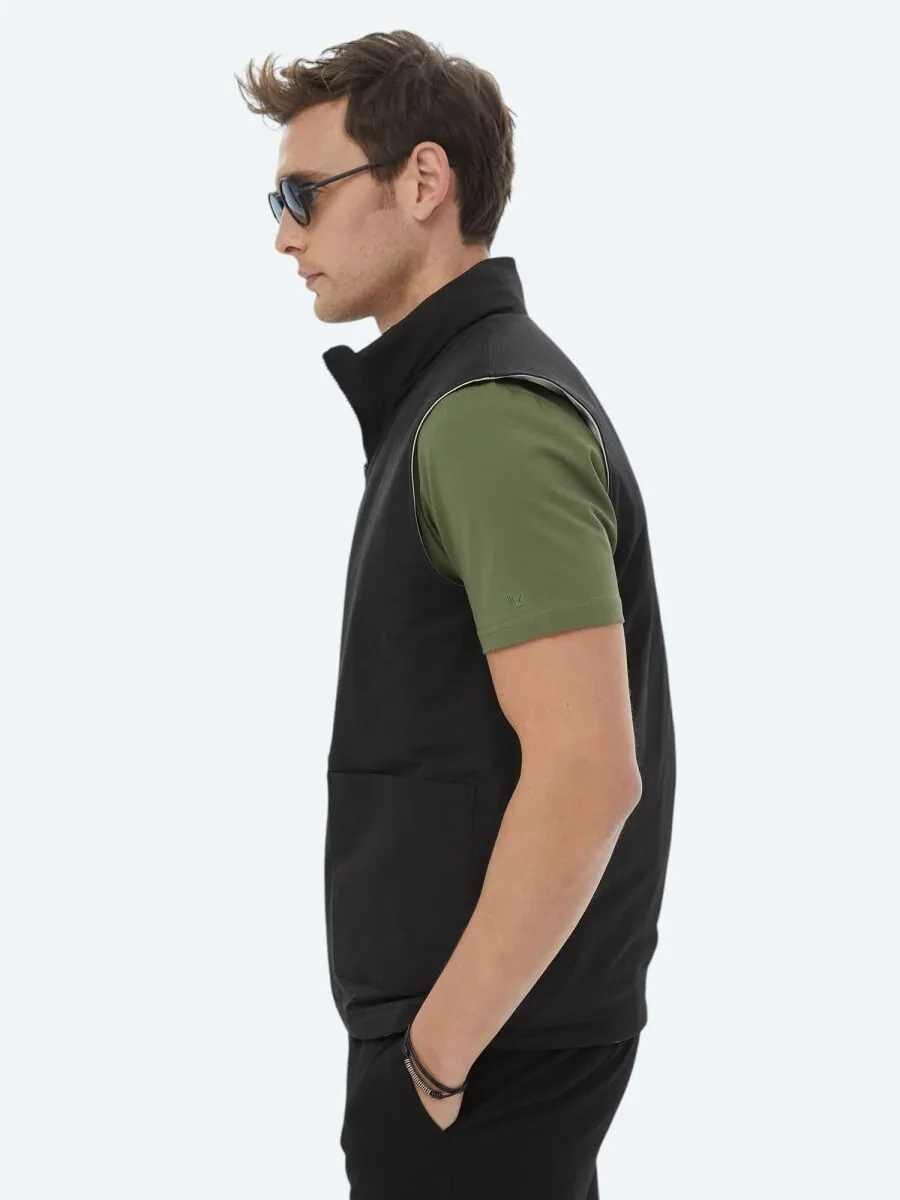 Black Double-Sided Weaving Puffer Vest - 7