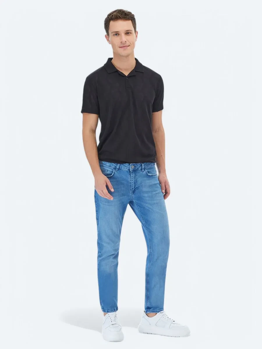 Black Jacquard Cuban Collar T-Shirt - 2