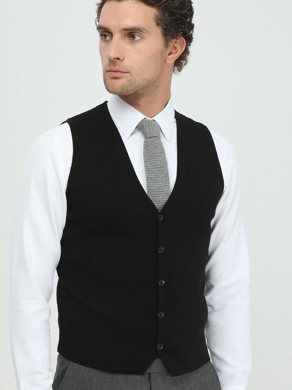 Black Knit Vest - 1