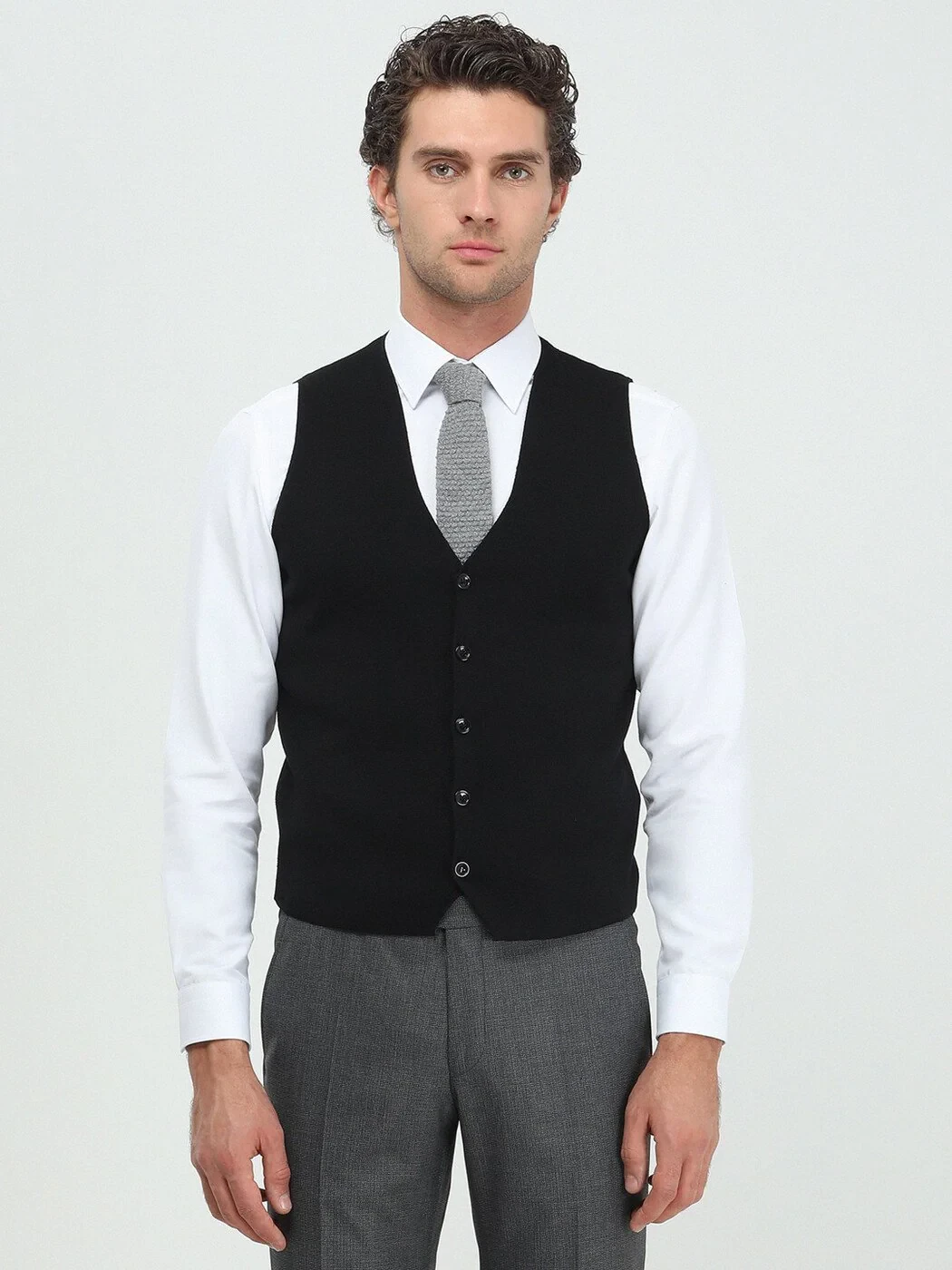 Black Knit Vest - 2