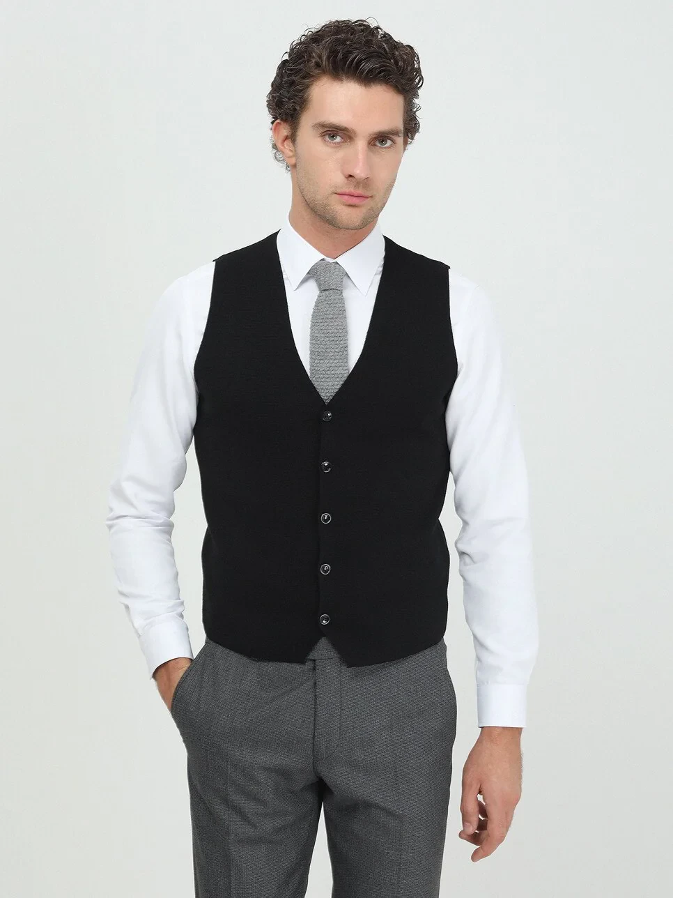 Black Knit Vest - 3